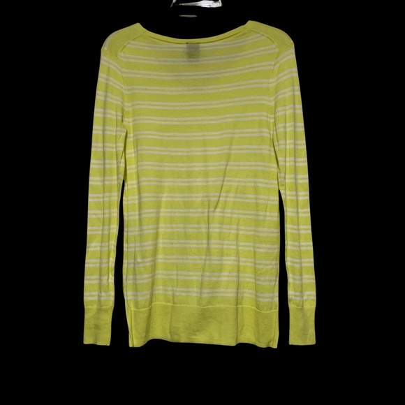 Women’s GAP Striped Neon Yellow V-Neck Sweater Sz XS - Picture 4 of 4